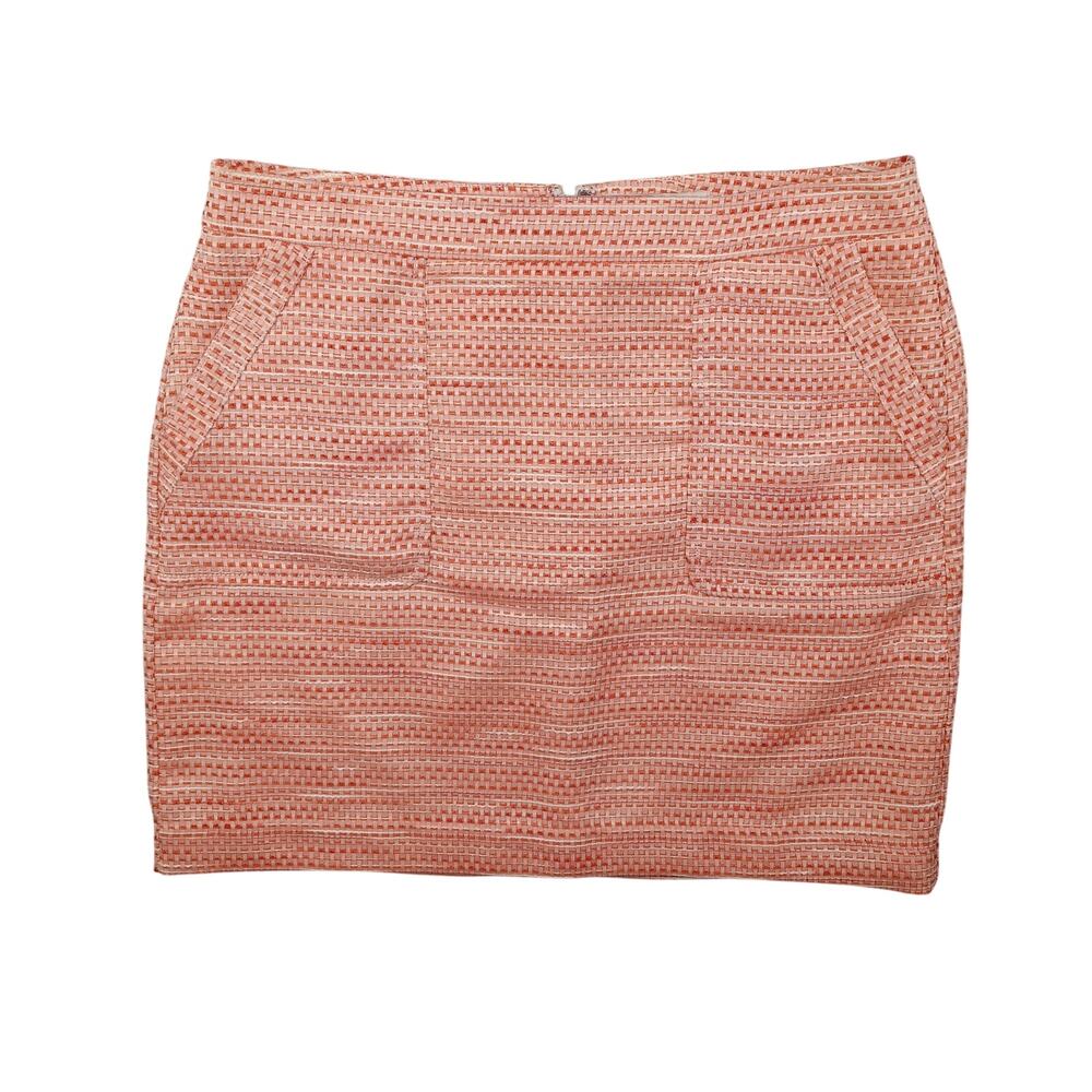 Ann Taylor LOFT Mini Skirt Coral Pockets Textured Size 10 Business Office NWT